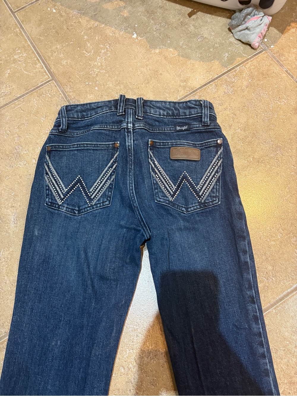 Wrangler Mid Rise Boot Jeans in Dark Blue Denim